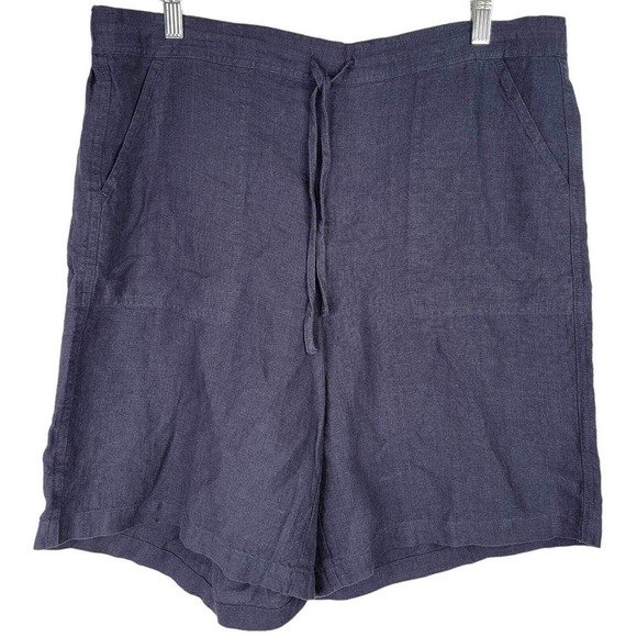 Orvis Womens Bermuda Shorts Linen Drawstring Resort Size Large Blue Gray - Picture 2 of 10